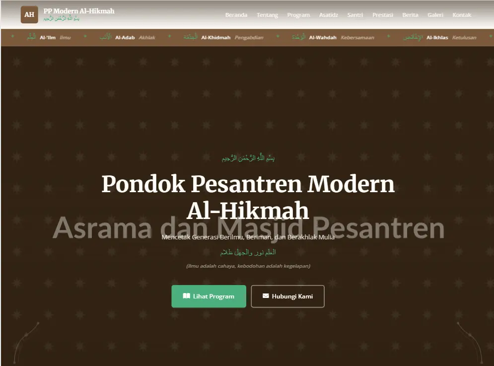 Template website sekolah Earth Warm — cocok untuk Pesantren