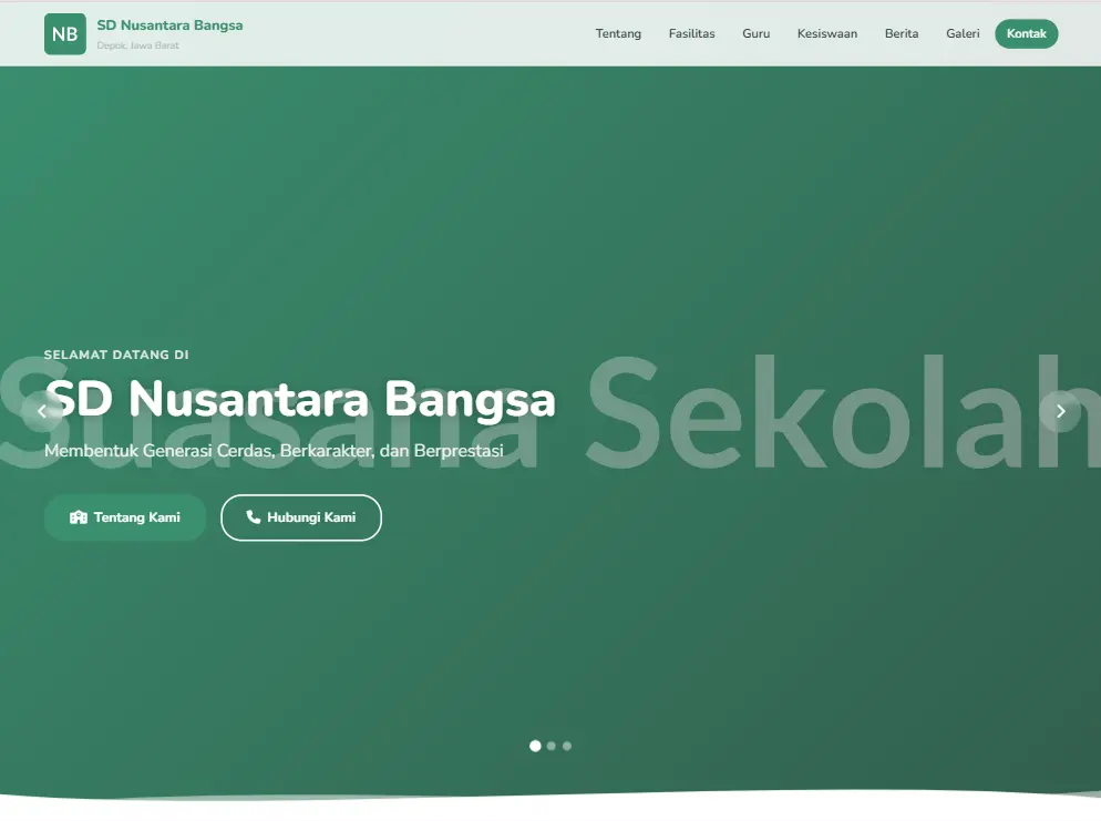Template website sekolah Sage Mint — cocok untuk SD